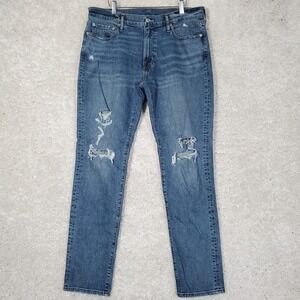 Abercrombie And Fitch Men Distressed Skinny Jeans Size 34x32 Athletic Stretch